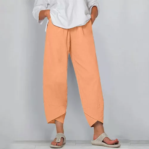 New Womens Ladies Cotton Linen Loose Baggy Casual Harem Pants Trousers Plus Size - Picture 9 of 35