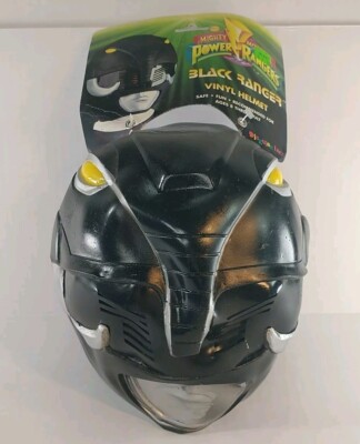 Disguise Inc. 1995 VTG Saban Mighty Morphin Power Rangers Black Vinyl Helmet 