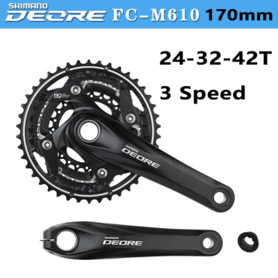 Shimano Deore FC-M610 3×10 Speed Crankset 42-32-24T 170mm （Not Box)  UK
