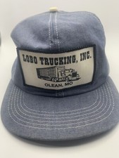 Vintage Lobo Trucking Olean, MO Ledger Denim Made In USA SnapBack Hat Cap