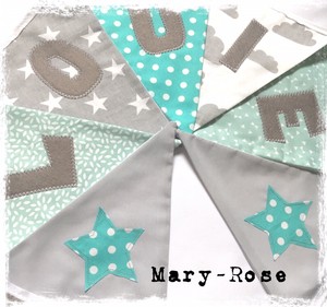 Bebe Garcon Personnalise Nom Bunting Gris Vert Menthe Etoiles Nuages De Luxe Tissu Ebay