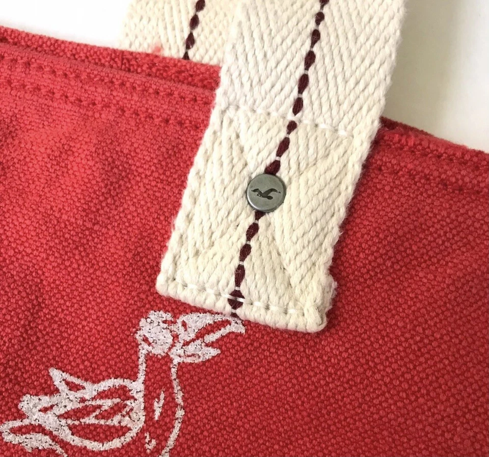 Bolso de Mano Hollister California Beach Rojo Azul Cartera de Lona De Colección Y2K Baddie Foto 4 de 4