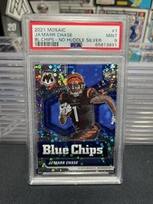 2021 mosaic ja’marr chase blue chips no huddle silver psa 9 ROOKIE prizm RC #7