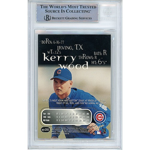1999 Skybox Thunder #293 Kerry Wood Signed Card AUTO Beckett Slab Chicago Cubs - Picture 2 of 5