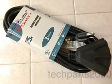 Triple Outlet 25ft. Indoor/Outdoor 16AWG Extension cord, power strip, 16/3, 13A