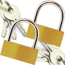 Image of 2x 32mm HIGH SECURITY SOLID BRASS PADLOCK Keys Stainless Steel Shackle Shed Lock
