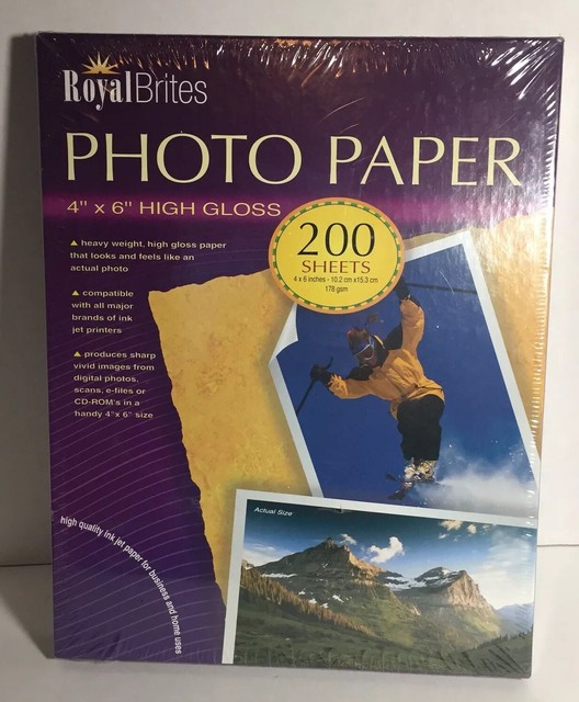 Royal Brites High Gloss Photo Paper 200 Sheets 4" X 6" eBay