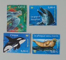 Lot France année 2002 Yvert 3485 à 3488 oblitérés cachets ronds