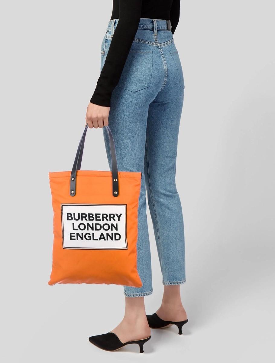 バッグ Burberry.s of LONDON CLASSICS tote bag BURBERRY LONDON TOTE Designer Handbag Nylon Large Orange