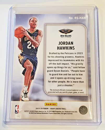 2024 Panini Hoops Basketball Rise And Shine Jordan Hawkins Pelicans RS-HAW - Picture 2 of 2