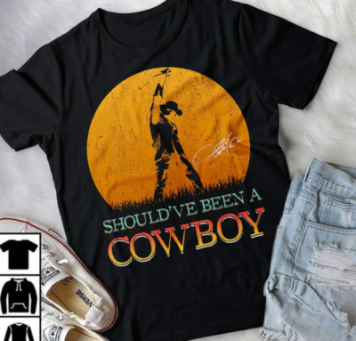 Vintage Toby Keith Should've Been A Cowboy Cotton Black S-4XL Unisex Shirt TR023