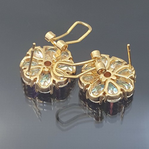 18K Gold Filled Stunning Italian Mystical Kunzite 18ct GF Daisy Earrings 15mm - Picture 10 of 12