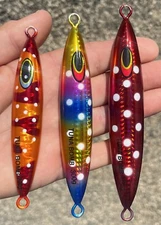 200  300 400 Gram BLUEFIN  TUNA  Bomb  KNIFE JIGS - Eddie Glow Heavy Low Profile