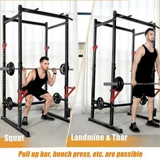 660lbs Adjustable Squat Rack Pull Up Bar, Power Rack Stand Cage Weight Lifting