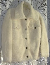 New Mystree Fuzzy Sweater Jacket Cream Size Small Pockets Heavy