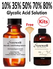 Glycolic Acid Skin Peeling Kit 10-80% Solution, Stretch Marks, Dull-Lighten Skin
