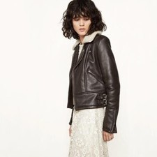 Maje Basou Shearling Leather Jacket