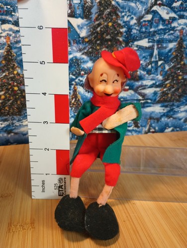 Vintage MCM Christmas Clown Elf Posable 50's Japan 7 inch - Picture 6 of 7