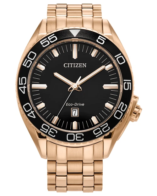 Citizen Carson Eco-Drive Men's Rose Gold Calendar Watch 42MM AW1773-55E
