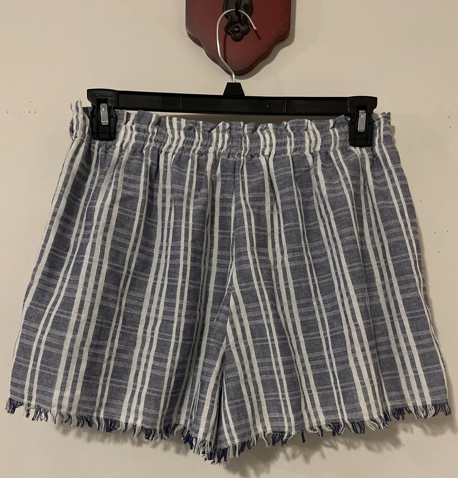 Umgee Mujer Grande Azul Rayas Pull-On Mezcla Algodón Bolsa de Papel Pantalones Cortos! A5107 Foto 2 de 2