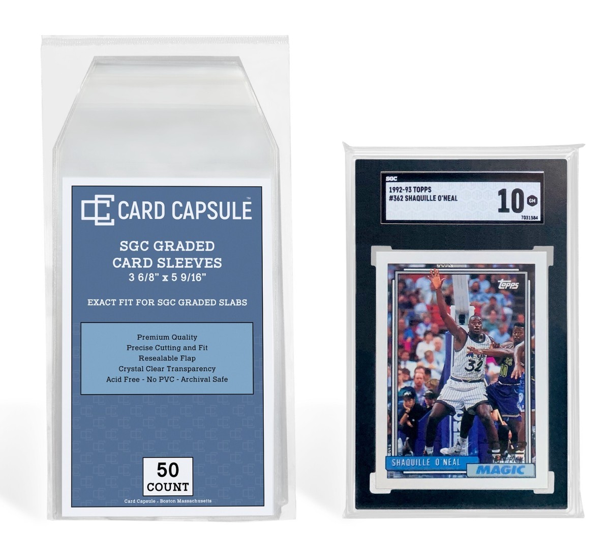 sgc graded card sleeves for sale Amazon.com: ProGuard Cards Tall Boy PSA Graded Card Sleeves - Holds Large  PSA or SGC Slabs main image 1