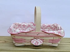 Longaberger 2000 Horizon Of Hope Basket Fabric Liner Plastic Protector & tie on