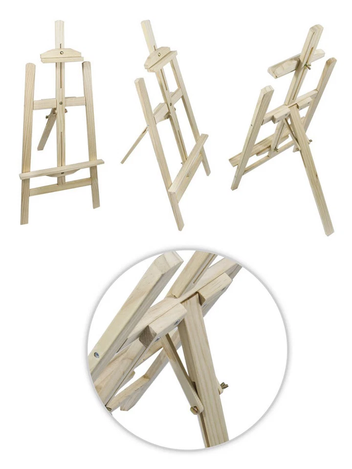 Cavalletto pittorico in legno inclinabile 122 cm pittura esposizione tele quadri - Immagine 3 di 3