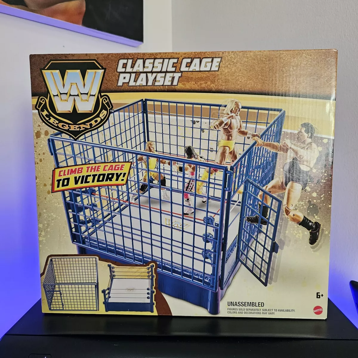 Mattel WWE WWF Legends Classic Blue Cage Ring Playset TARGET