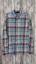 Men's Long Sleeve Button Down Collared Flannel Plaid Shirt Size L