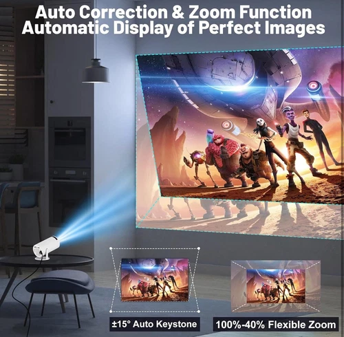 Mini Projector with WIFI 6 and Bluetooth, 4K 1080P Support Portable white  - Picture 6 of 10