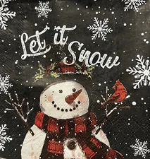 Three paper BEVERAGE /COCKTAIL Decoupage Art Craft Napkins - SNOWMAN Let It Snow