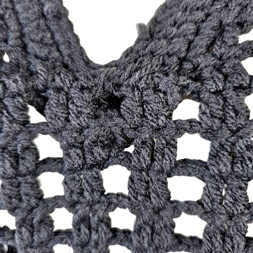 Handmade Open Knit Overlay Dress Size M Black Net Patterned Sweater 3/4 Bell Slv - Picture 7 of 7