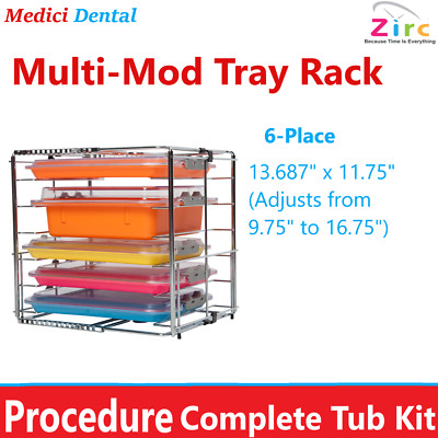 Dental Procedure Tub, Safe-Loc Tall Tub Cover, Clear, Multi-Mod Tray Racks, Zirc