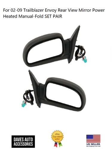 Pair Of Heated Power-Folding Mirrors For 2002-2009 Chevy Trailblazer - Black Textured, With Turn Signals (Set Of 2)