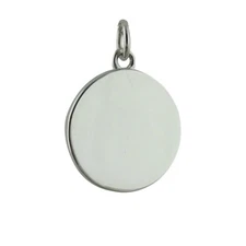Blank Round Engravable Pendant  - 925 Sterling Silver - Two Sided charm NEW
