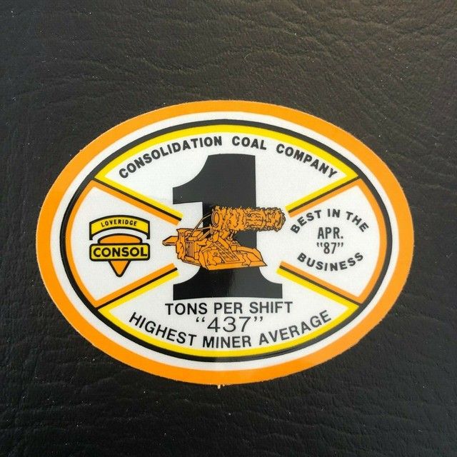 NICE!! CONSOL COAL COMPANY COAL MINING STICKER HARD HAT DECAL RARE