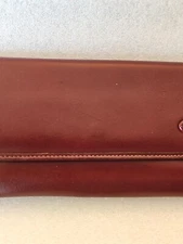 Leather Aramis Cambridge Trifold Women Burgundy Wallet with Paper Inserts UNUSED