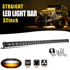 32" inch Strobe LED Light Bar Amber & White Combo Beam ATV SUV UTV 4WD 30''/32"