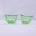Federal Glass Colonial Fluted Rope Cups UV Glow Glass VTG