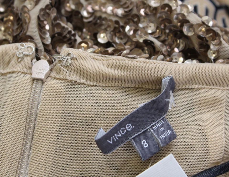 VINCE 金色网格亮片装饰铅笔裙 8 码全新带标签缺陷 * SEAM REPAIR — 第 3/4 张图片