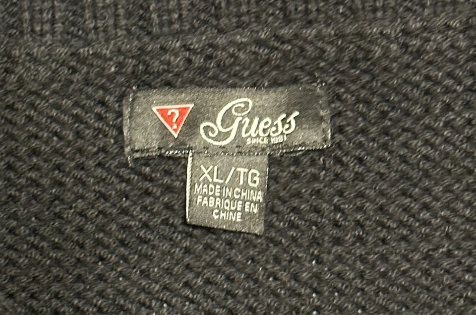 XL Vestido Guess Negro Manga Larga Suéter Tejido Vestido Con Cinturón Foto 3 de 4