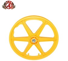 Bicicleta ALTA 20” Old School DELANTERA BMX/Freestyle 6 radios Tuff Mag rueda AMARILLA.