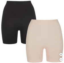 Carole Hochman Women's 2 Pack Slip Shorts, Black/Beige, Size M