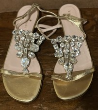 Kate Spade Size 7B Women s Rhinestones Gold Sandals Slippers