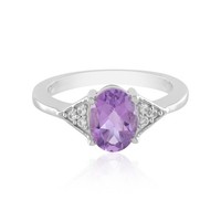 Uruguayischer Amethyst Platin-Plattierter Silberring, 0,988Ct- Echtschmuck