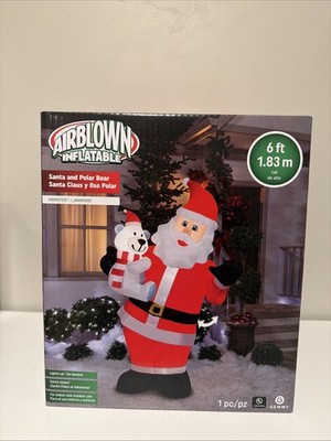Gemmy 6’ Animated Christmas Airblown Inflatable Santa & Polar Bear ...