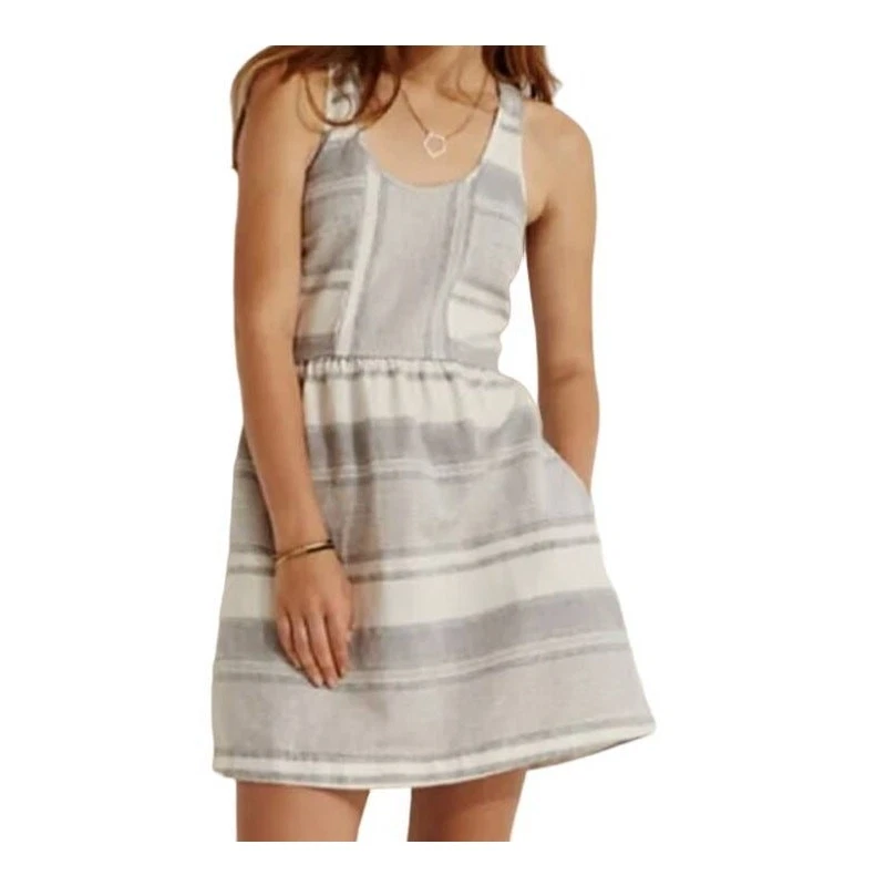 Lou & Grey Striped Sleeveless Linen Dress Size 0 Racerback Jumper Casual Mini - Image 3 of 4