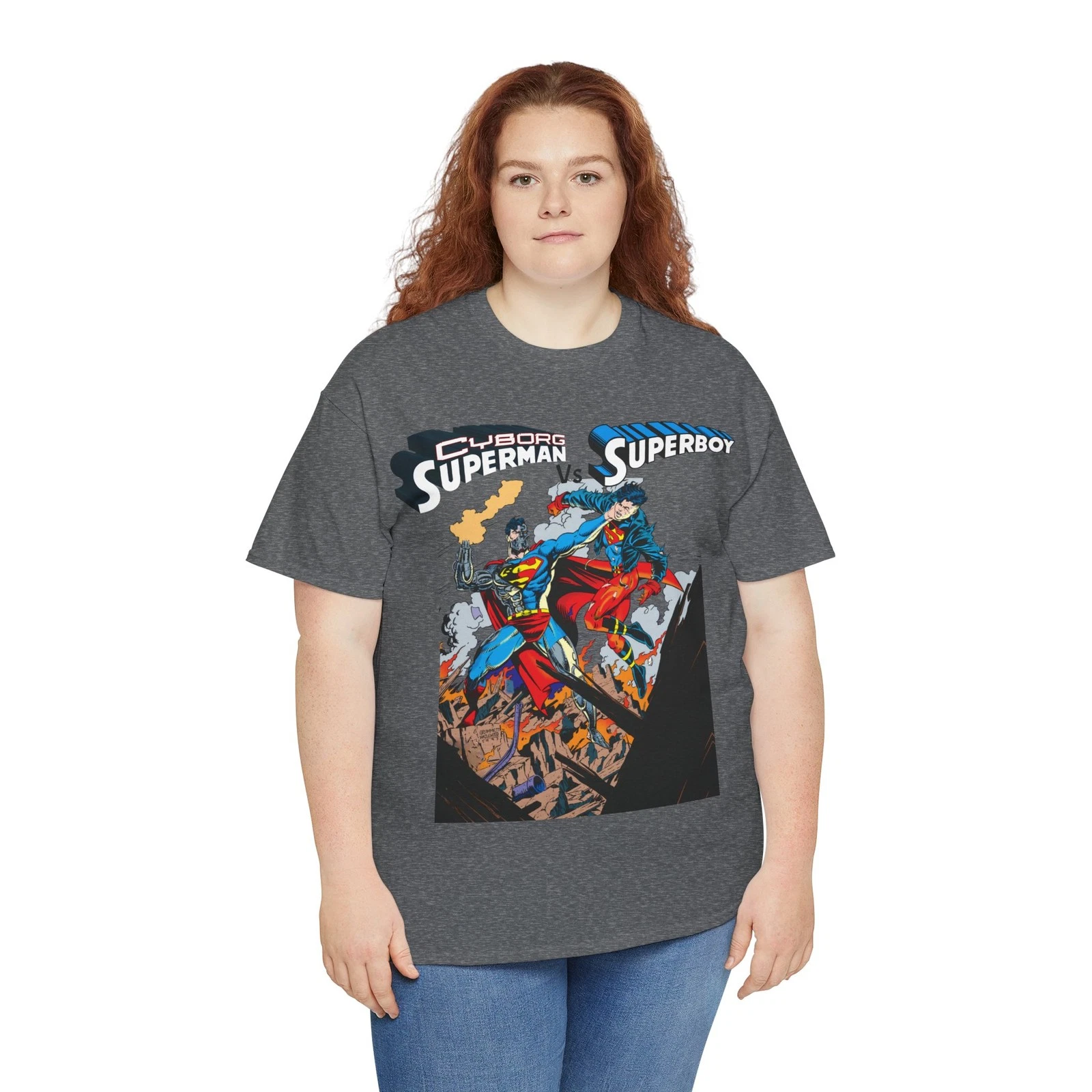 Cyborg Superman Vs Superboy T-Shirt - Tom Grummett Art - DC Comics