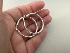 Vintage MWS sterling silver 925 large hoop earrings,slightly under 1.5  ,Thailand