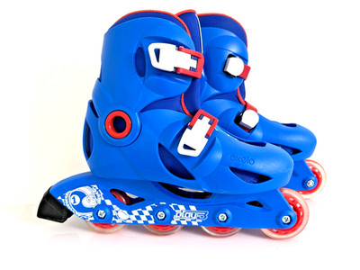   Kinder Inlineskates Oxelo Play 3 Gr. 32-34 Blau/Rot Verstellbar Neuwertig
